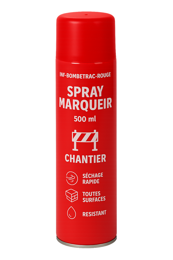 INF-BOMBETRAC-ROUGE - Spray marqueur rouge de chantier 500 ml - (LOT 5)